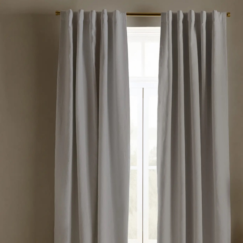 QUINCE European Linen Blackout Curtain Gray Single Panel